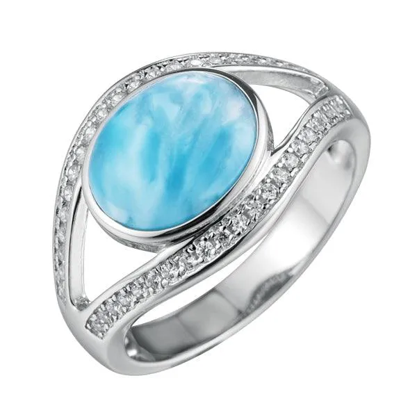 Larimar Sparkling Eye Full Moon Ring