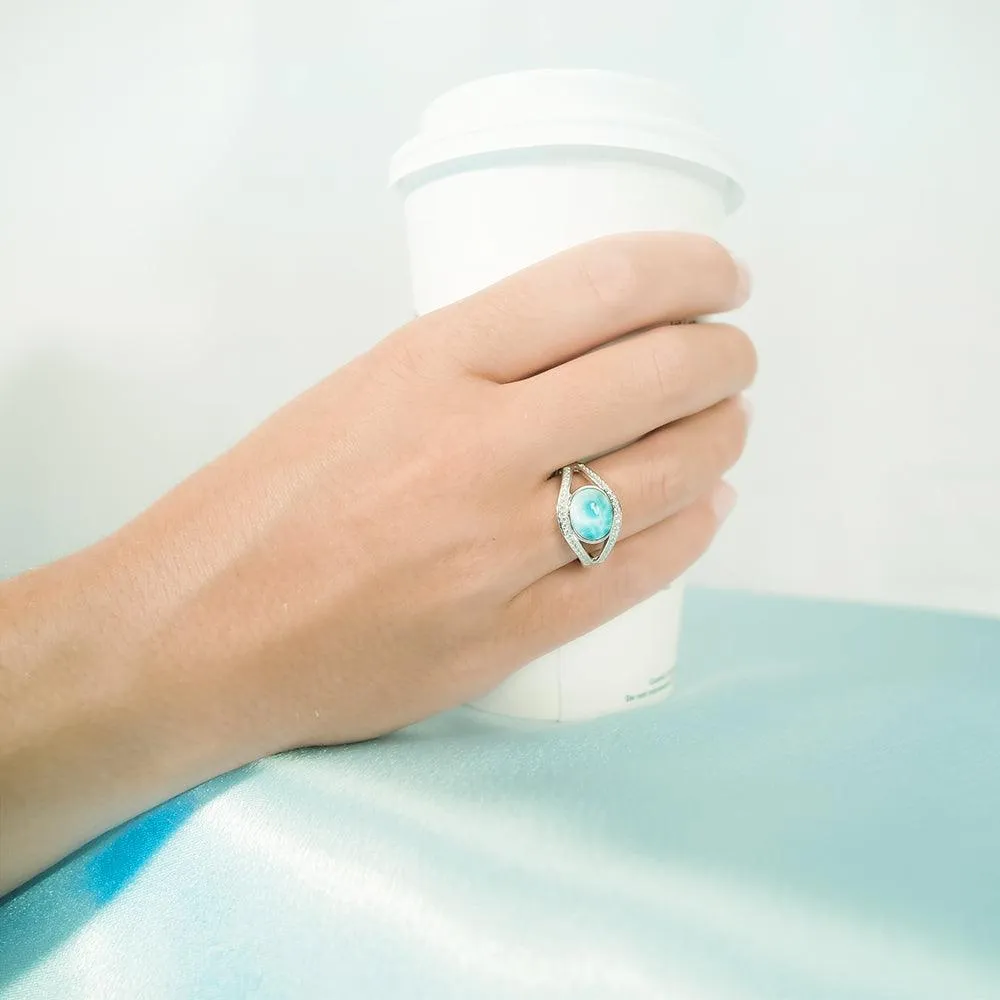 Larimar Sparkling Eye Full Moon Ring