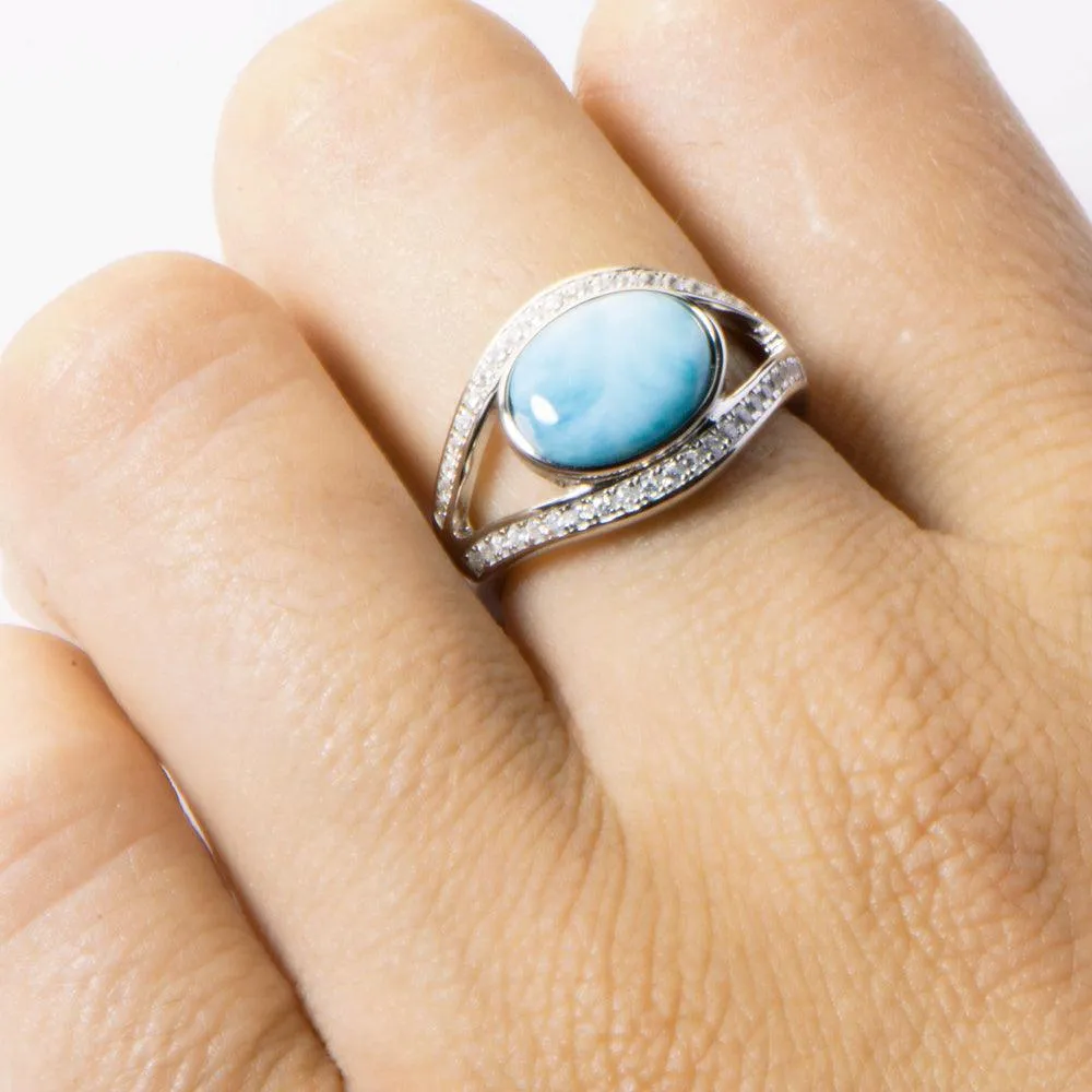 Larimar Sparkling Eye Full Moon Ring