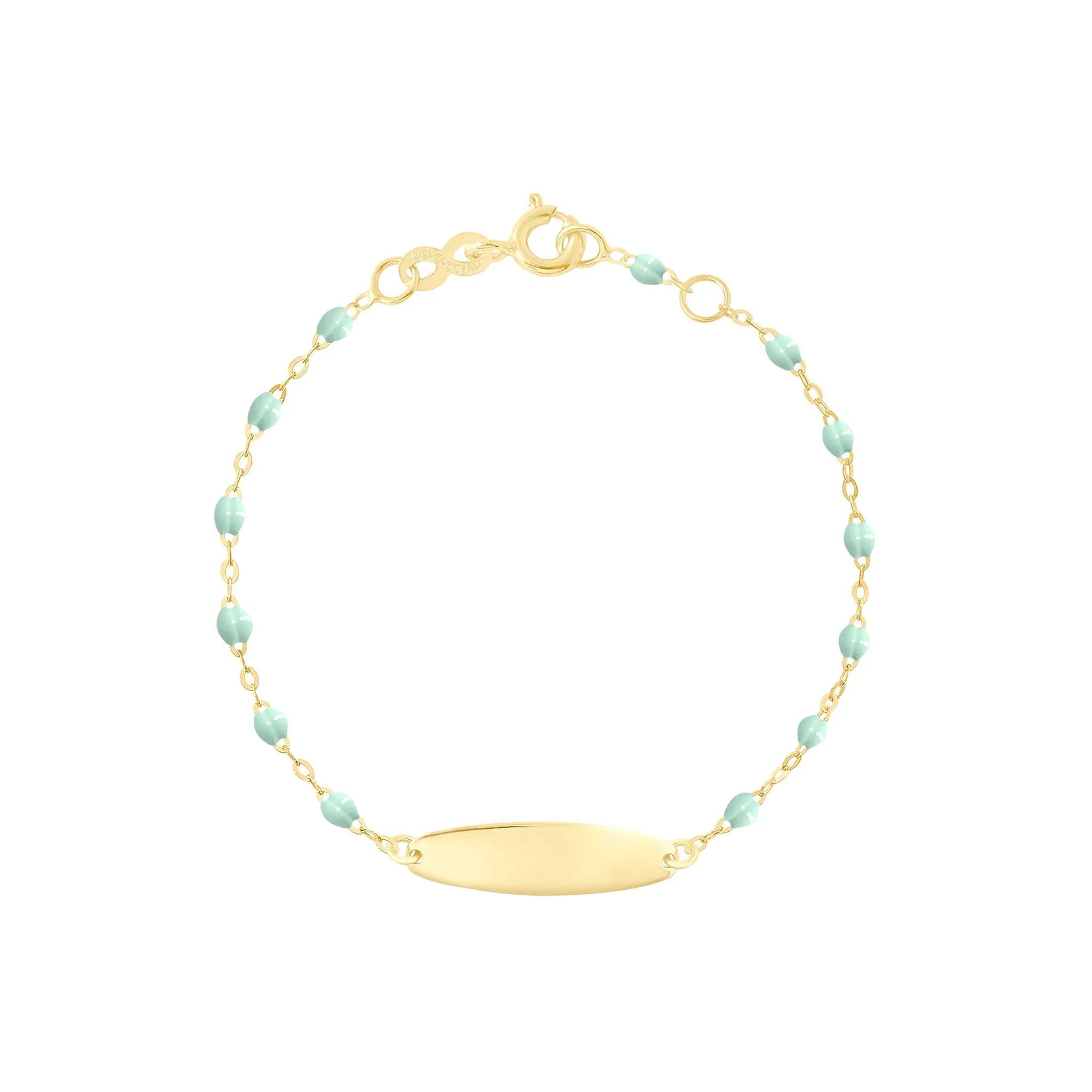 Little Gigi Jade bracelet, Oval plaque, Yellow Gold, 5.9"