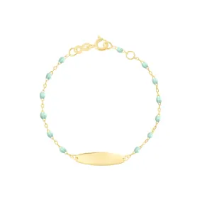 Little Gigi Jade bracelet, Oval plaque, Yellow Gold, 5.9"