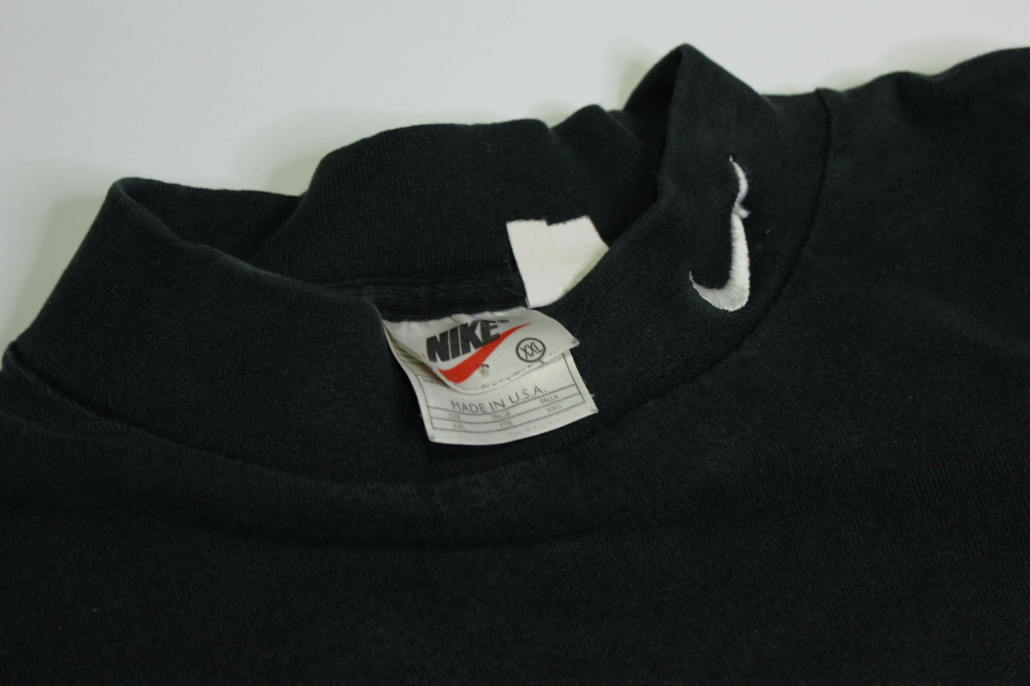 Nike Long Sleeve Mock Turtle Neck Collar Vintage 90's Made in USA Black 2XL T-Shirt