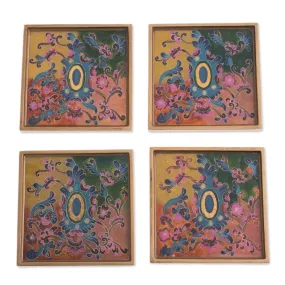 Novica Artisanal Color Reverse-Painted Glass Coasters (Set Of 4)