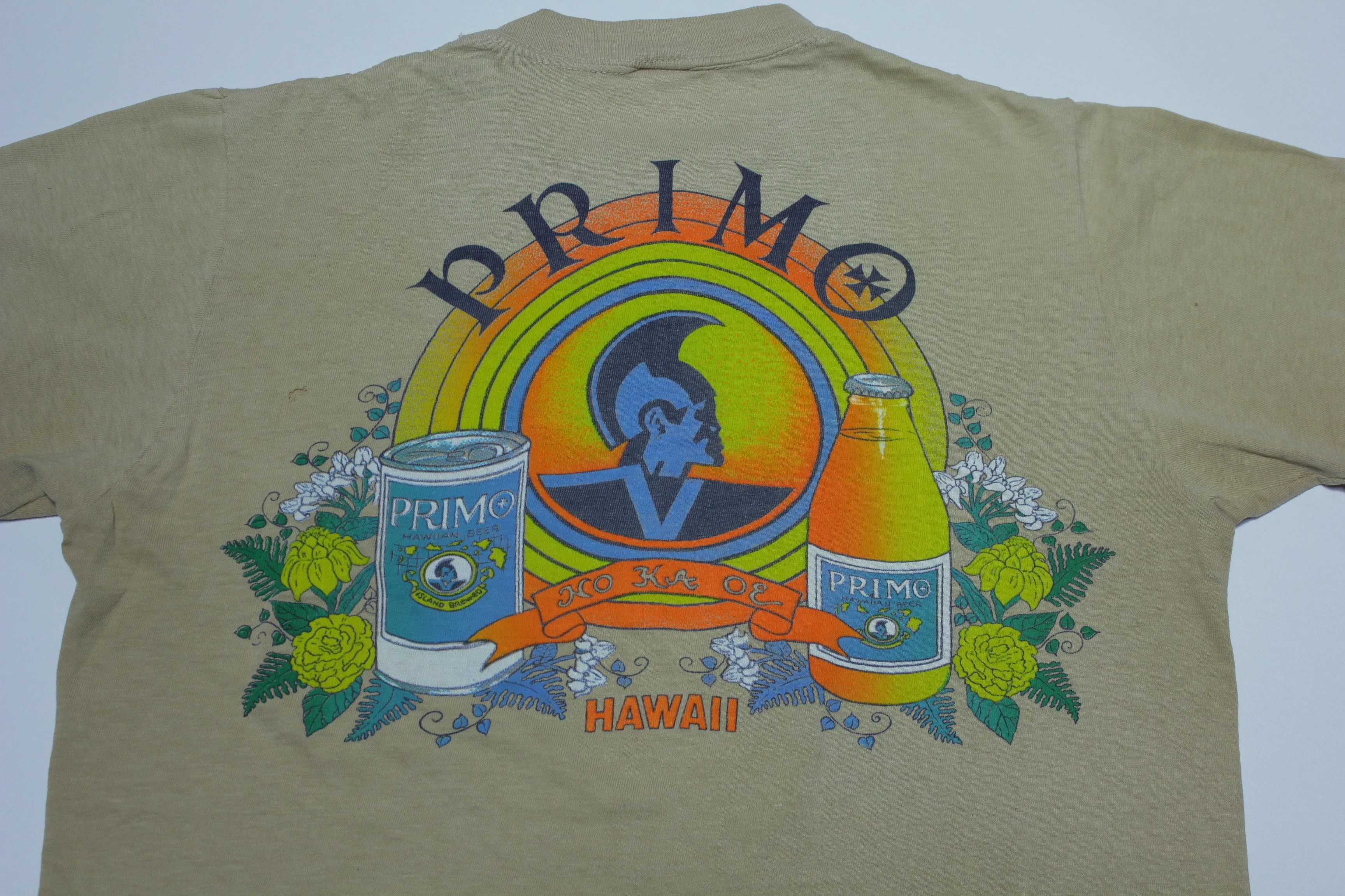 Primo Beer Hawaii Vintage Early 80's Very Rare Single Stitch Stedman Distressed T-Shirt