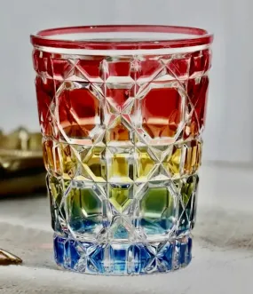 Rainbow Crystal Cut Whiskey Old Fashioned Glass