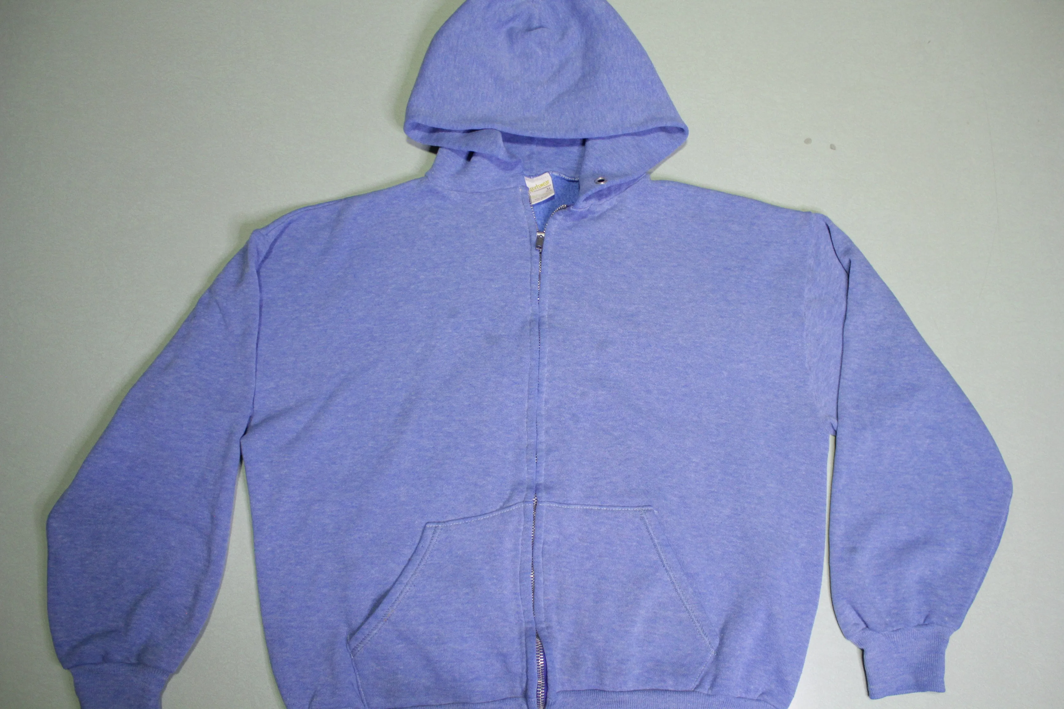 Russell Athletic Made in USA Vintage 80's Blue Zip Up Hoodie Sweatshirt