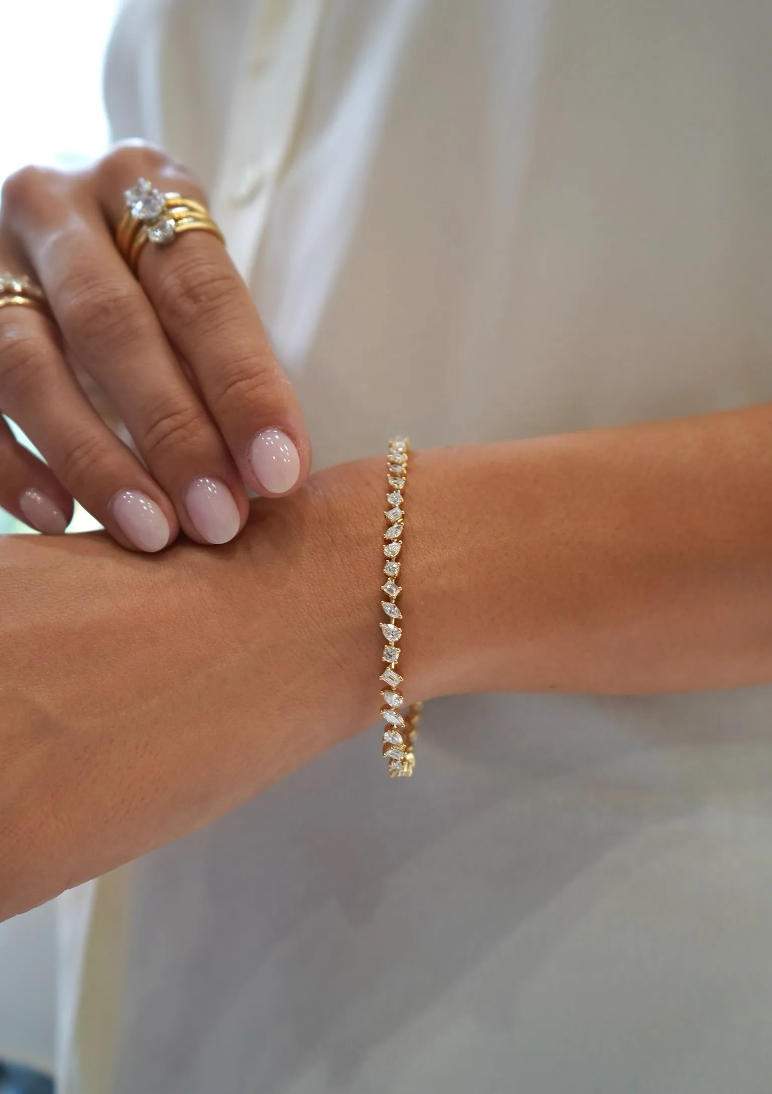 Small Multi-Shape Slant Diamond Bracelet