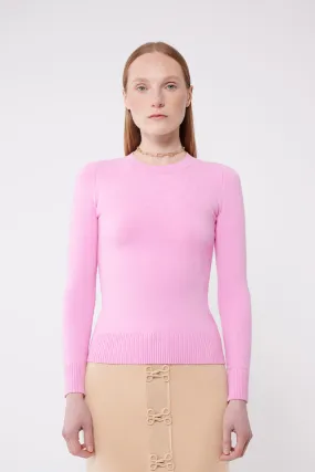 Sweet Pink Peachskin Long Sleeve Crew Neck