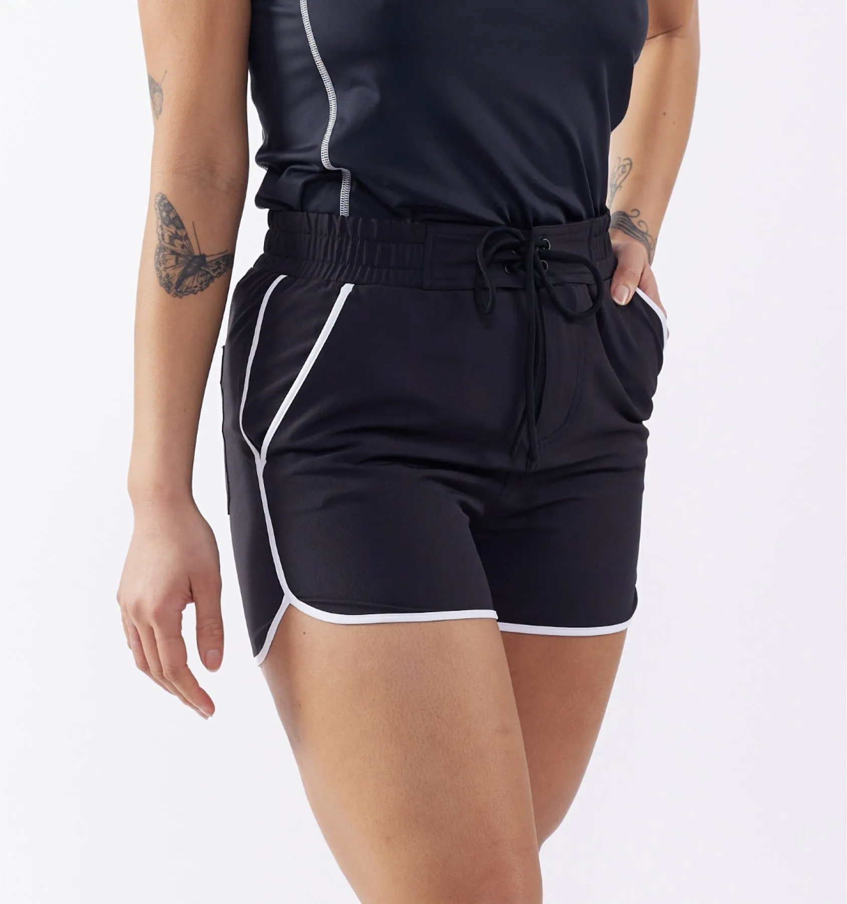 Swim 2.5" High Waisted Board Short - Black Novelty