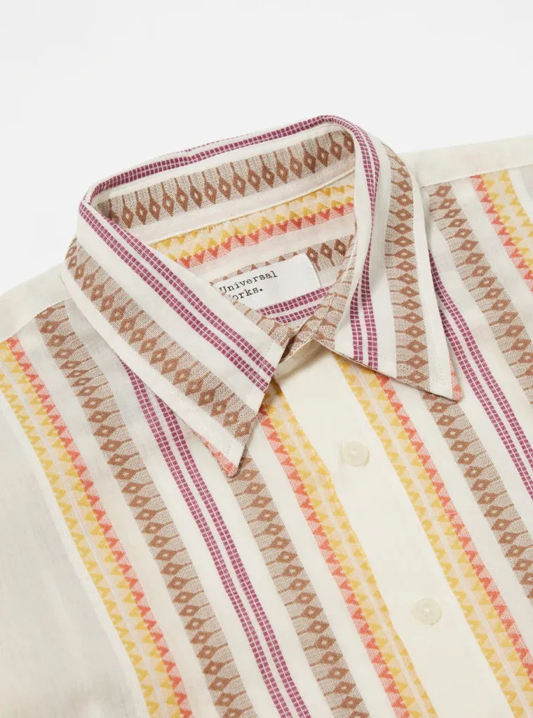 UNIVERSAL WORKS Square Pocket Shirt In Ecru Mala Stripe