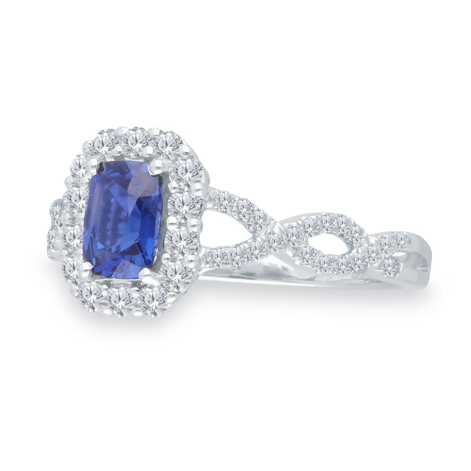 White Gold Lab Certified Sapphire & Diamond Heirloom Ring