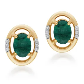 Yellow Gold Emerald & Diamond Heirloom Earrings